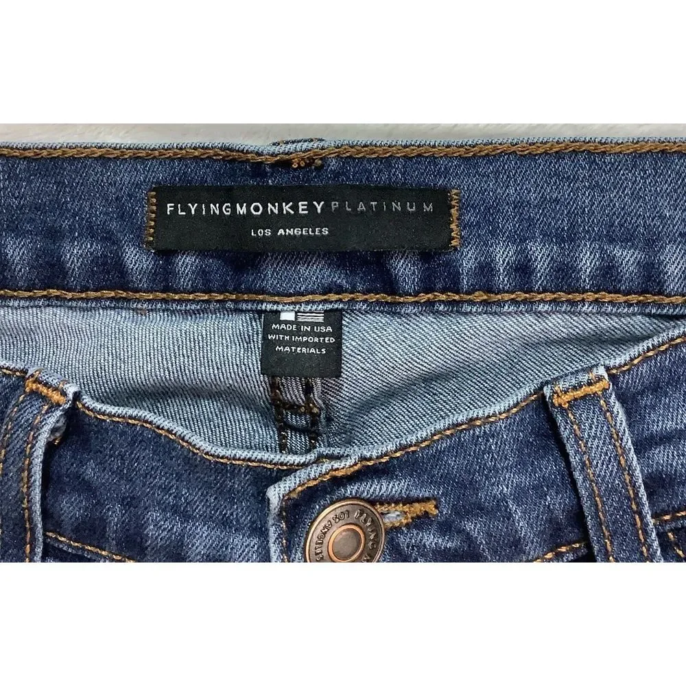 Flying monkey platinum jeans Women's Size 29 Skinny Embroidery Flower Distressed - Picture 7 of 13